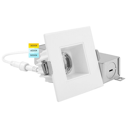 Luxrite 2 Inch Square LED Recessed Downlight 3CCT 3000K-5000K 8W 600LM Dimmable Damp Rated IC Rated LR23277-1PK